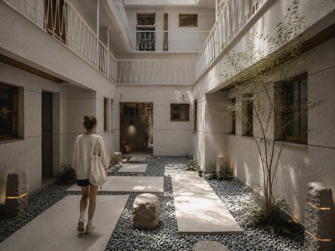 The sunlit atrium lounge